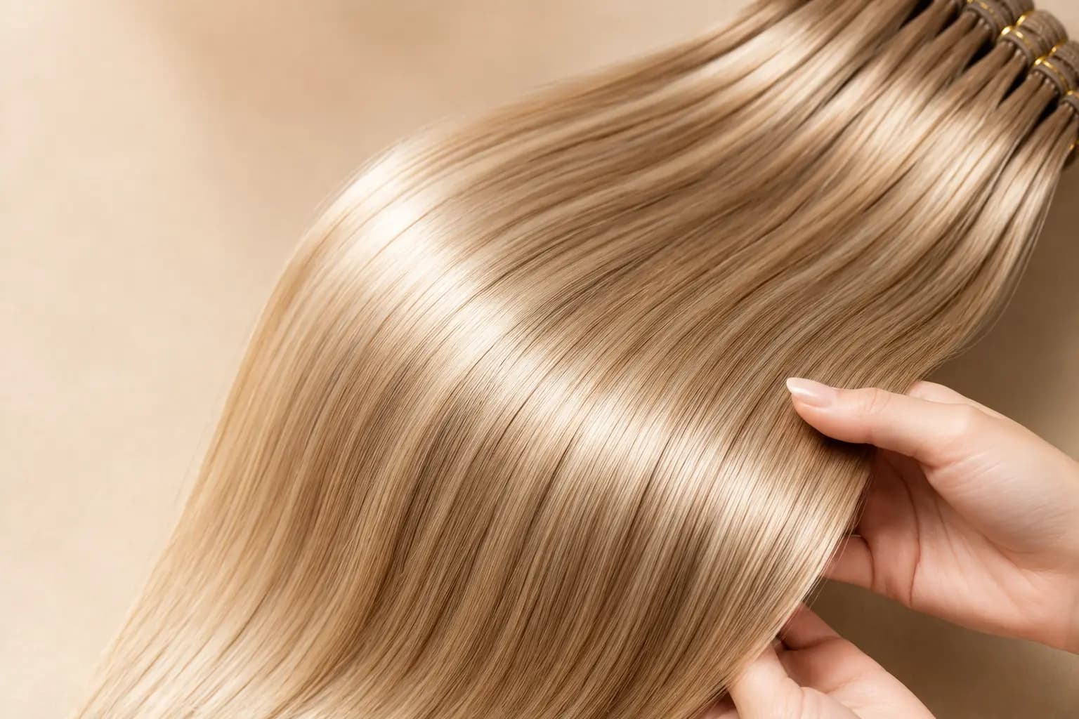 Hair being inspected by hand