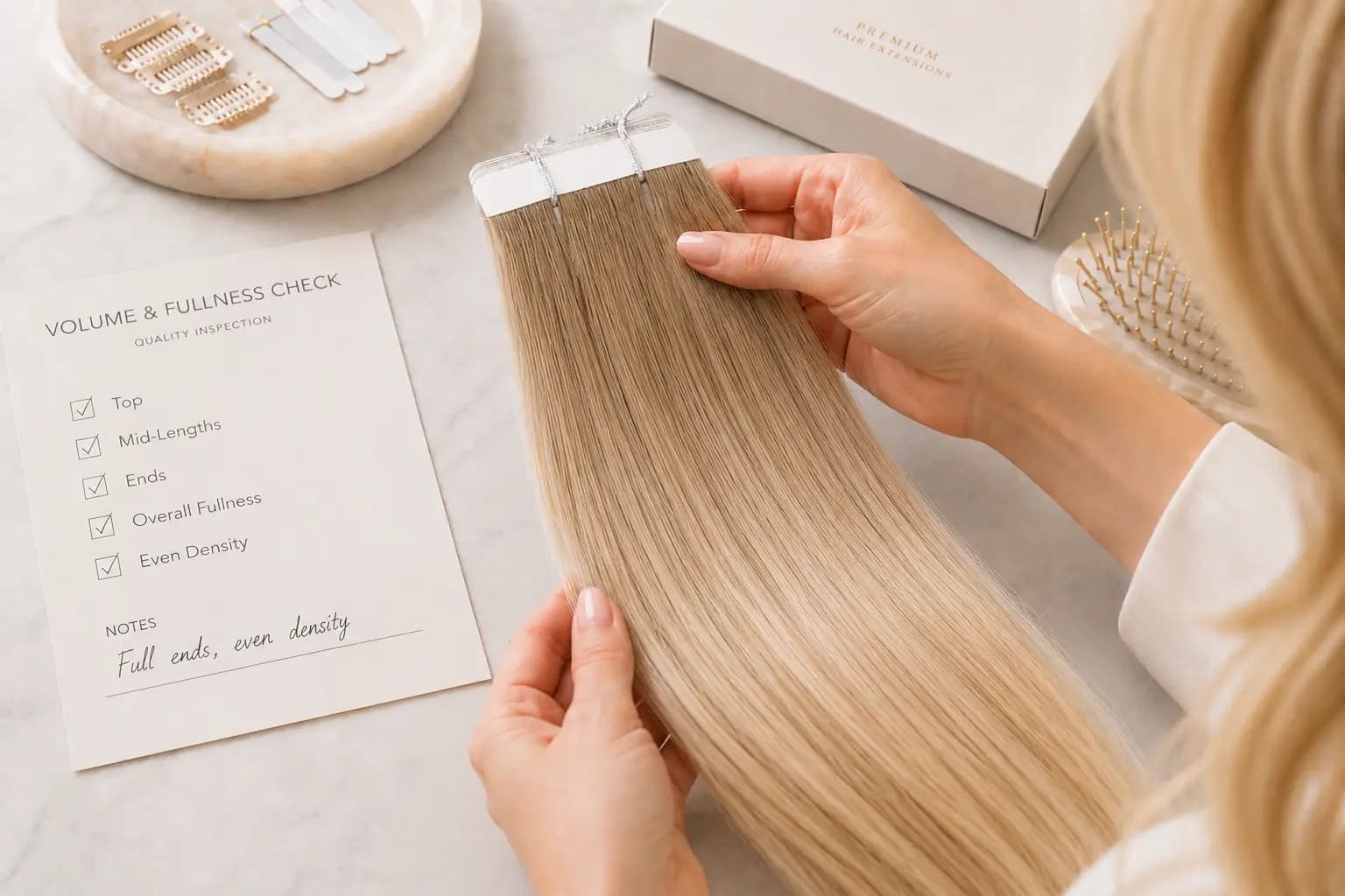 Hair bundle fullness inspection