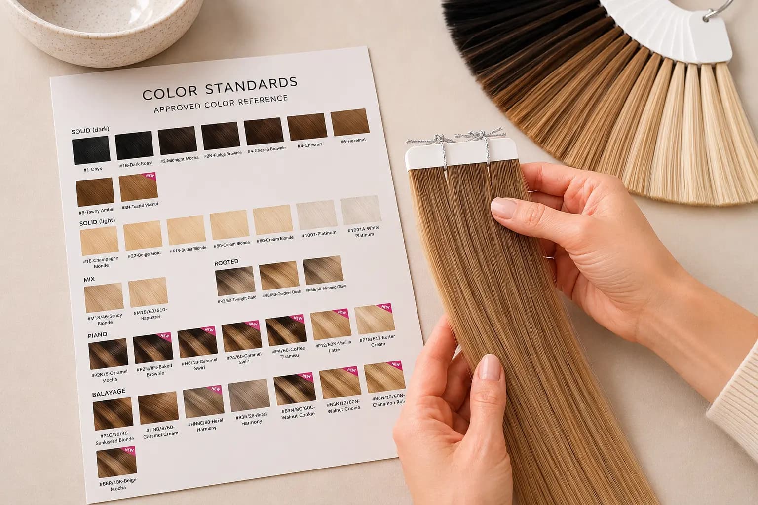 Color samples arranged for comparison