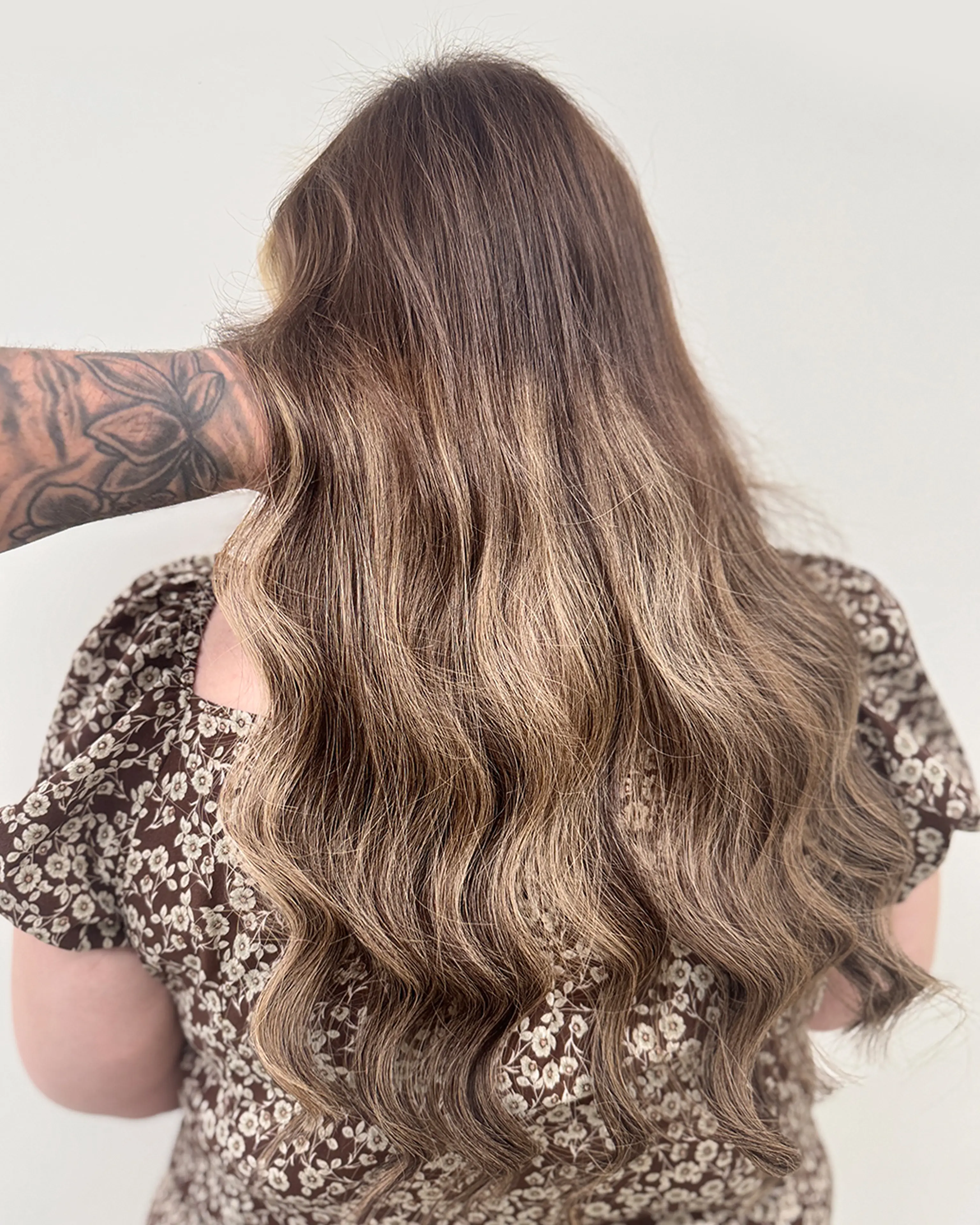 Brunette hair extension back view